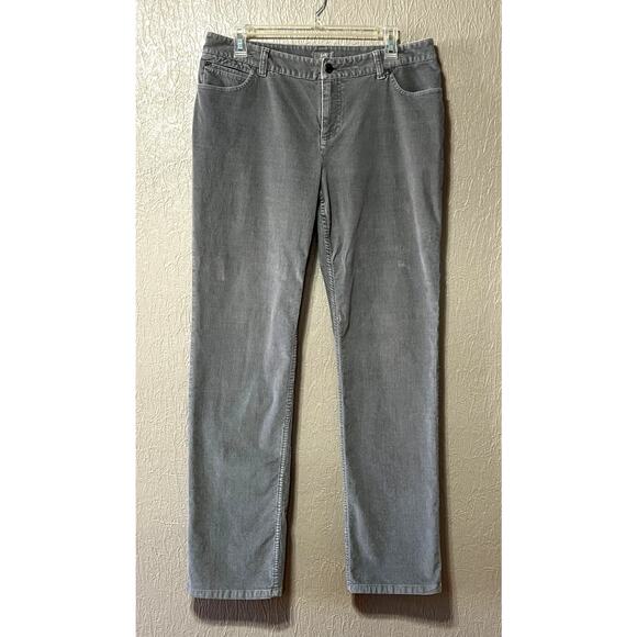 J. Jill Women's Corduroy Gray Slim Leg Pants Cotton Stretch Mid Rise Size 12 - Picture 1 of 14
